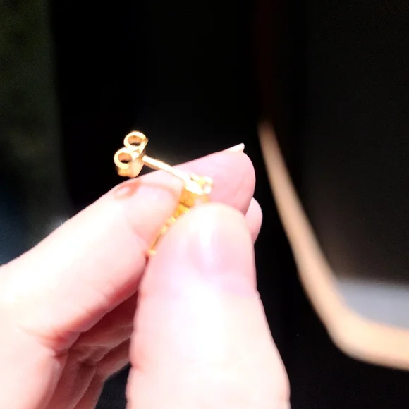 3k Opal & moonstone sterling &gold earrings - Picture 3 of 7